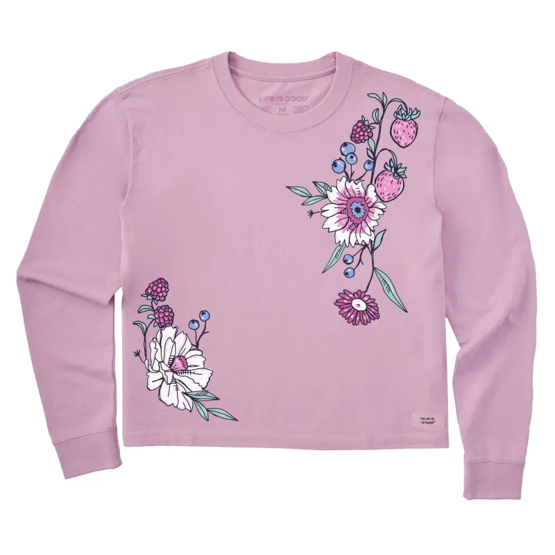 Women's Strawberry Flower Vines Long Sleeve Crusher Boxy Tee sold by Life is Good