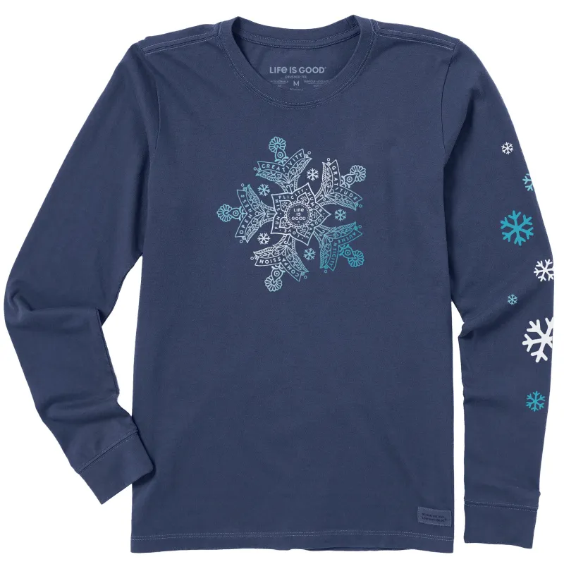 Women's Mandala Snowflake Long Sleeve Crusher Tee sold by Life is Good