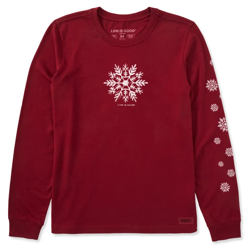 Women's Watercolor Snowflake Long Sleeve Crusher Tee sold by Life is Good