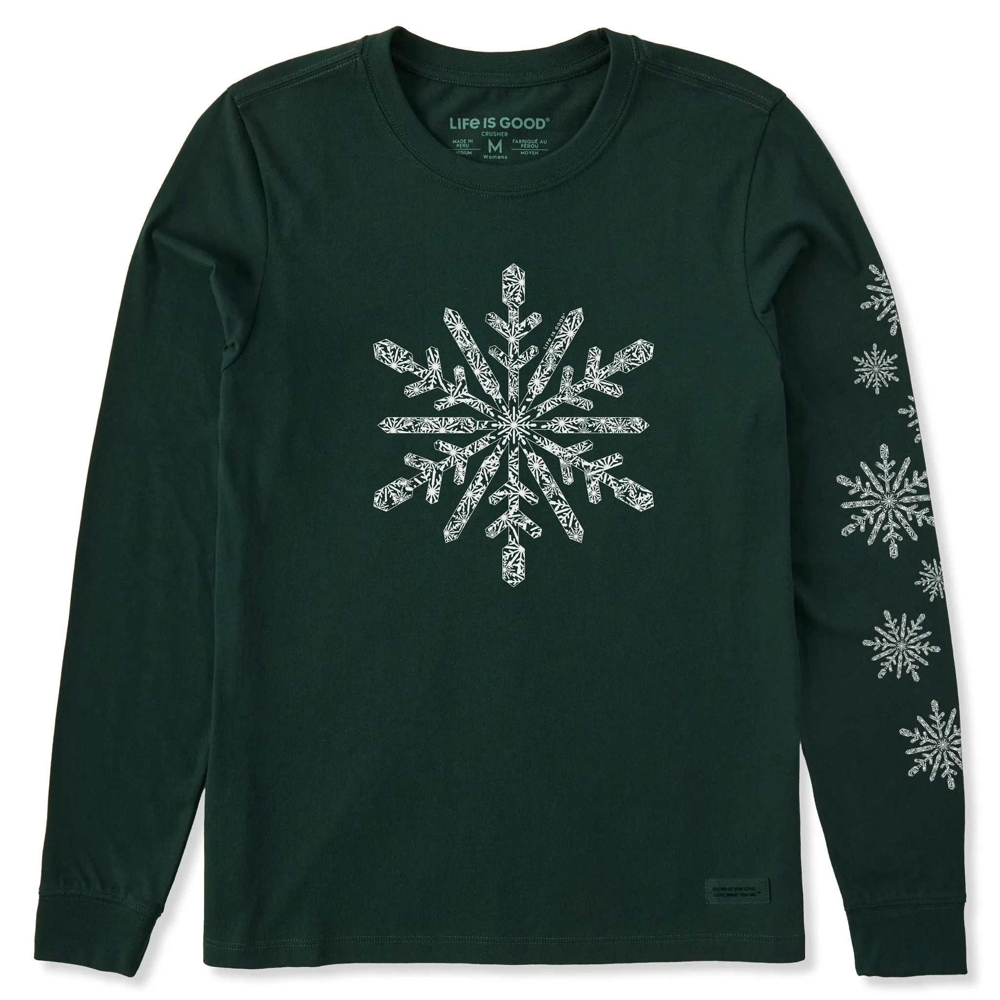 Women's Contrast Snowflake Long Sleeve Crusher Tee sold by Life is Good product image thumbnail 4
