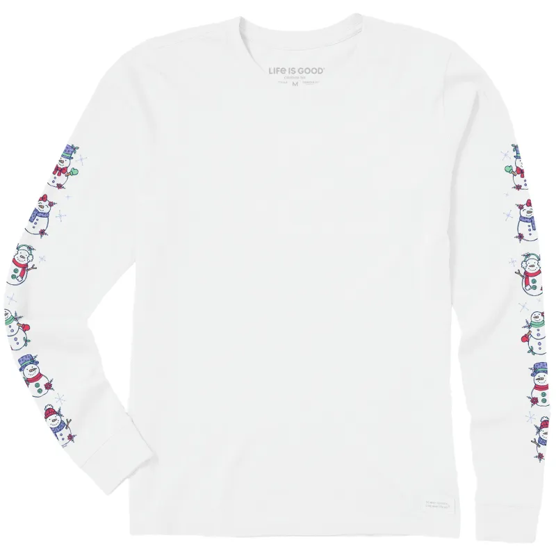 Women's Cute Snowmen Long Sleeve Crusher Tee sold by Life is Good