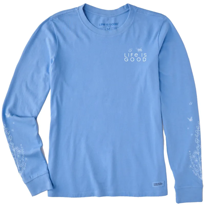 Women's LIG Whimsical Butterflies Long Sleeve Crusher Tee made by Life is Good
