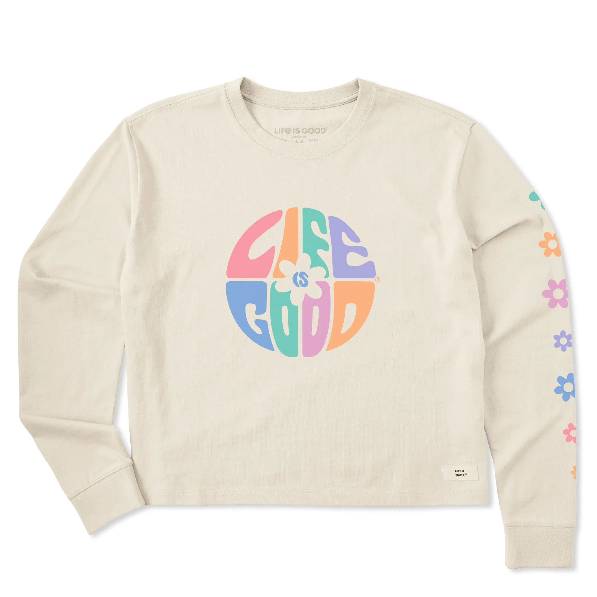 Women's Daisy Circle Psychedelic Long Sleeve Crusher Boxy Tee sold by Life is Good