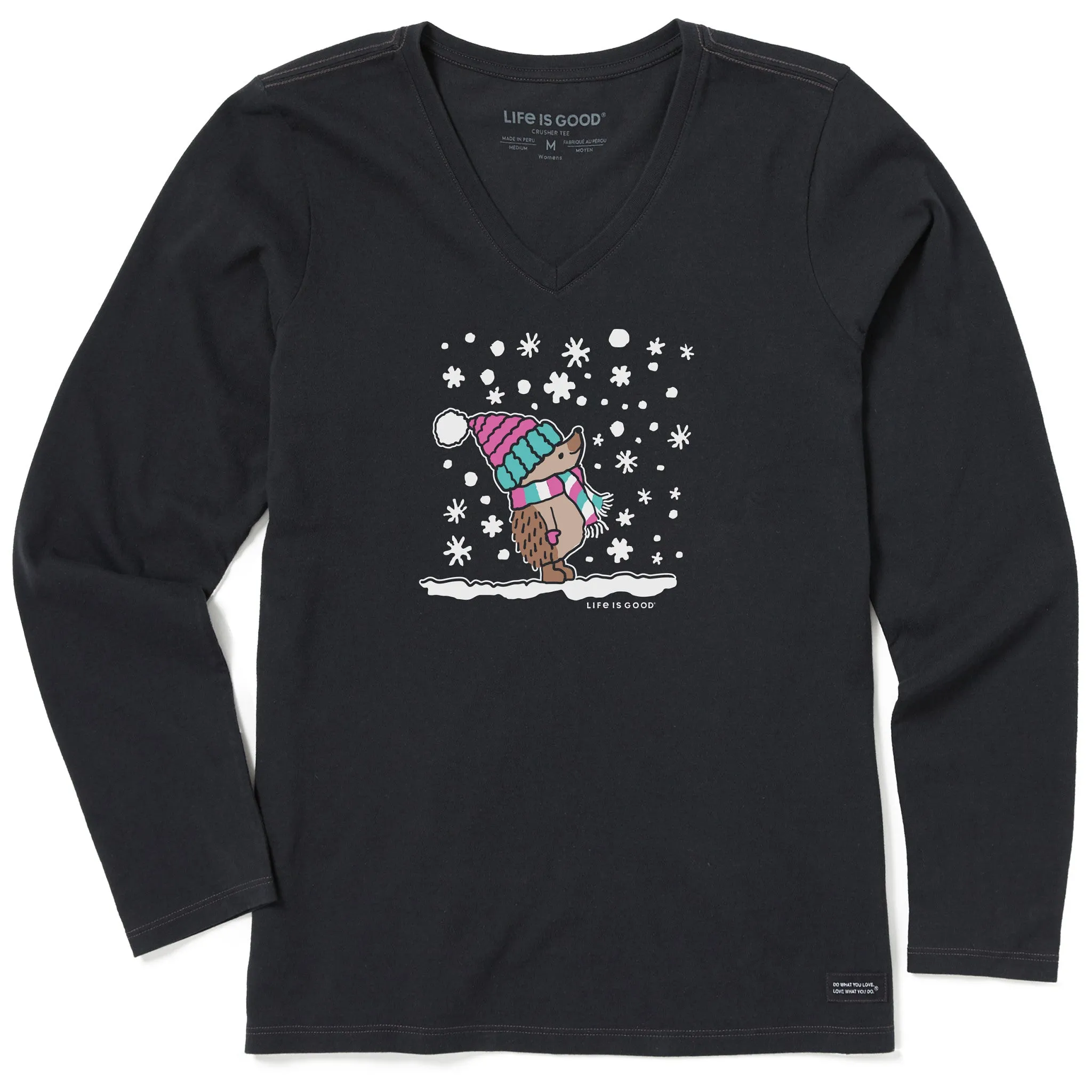 Women's Cozy Hedgehog Long Sleeve Crusher Vee sold by Life is Good