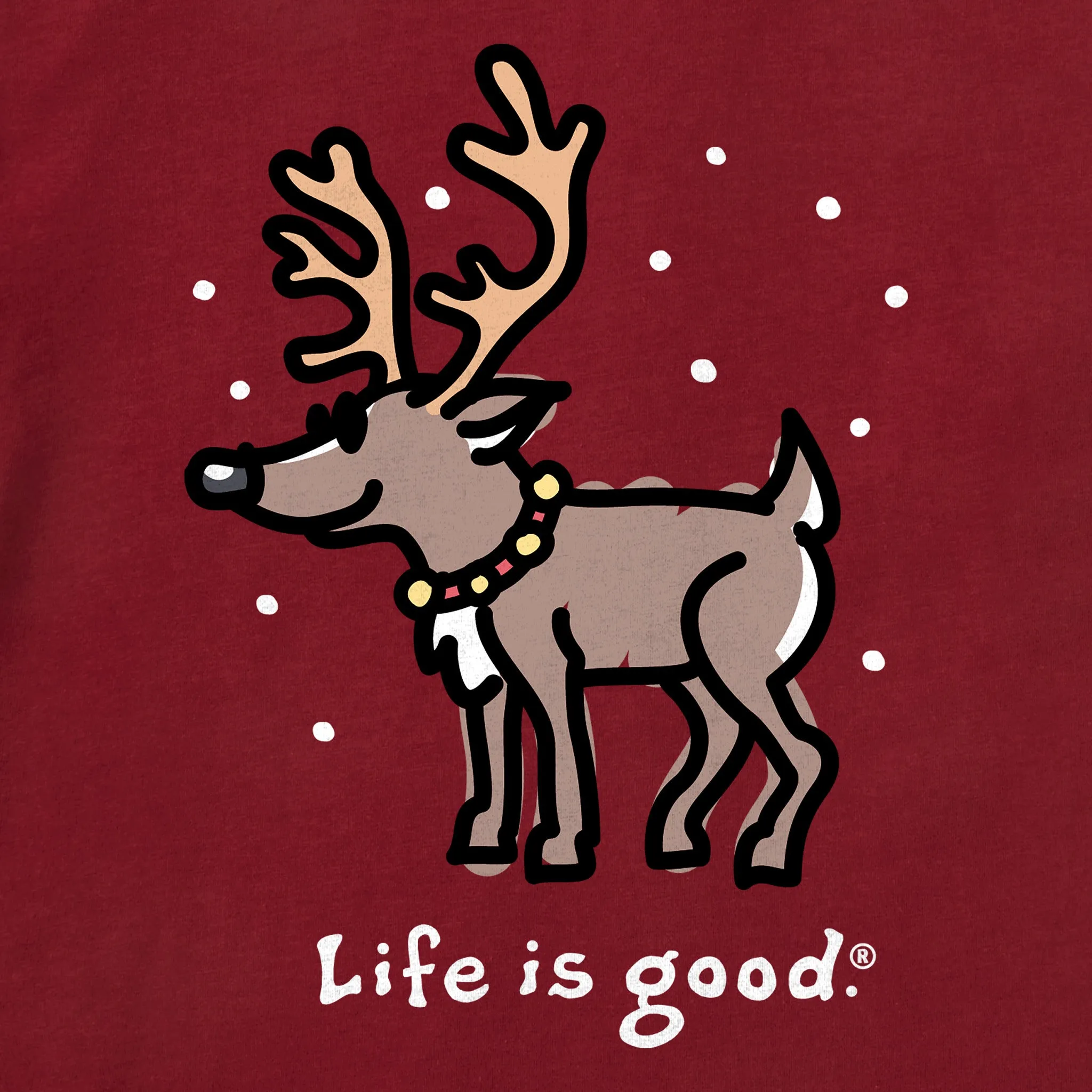 Women's Snowy Reindeer Long Sleeve Crusher Vee sold by Life is Good product image thumbnail 2