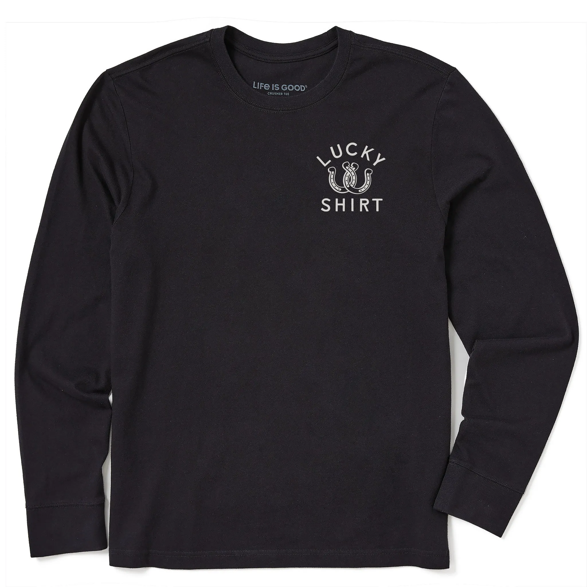 Men's Lucky Horseshoe Shirt Long Sleeve Crusher Tee sold by Life is Good