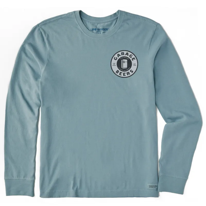 Men's Garage Beers Stamp Long Sleeve Crusher Tee sold by Life is Good