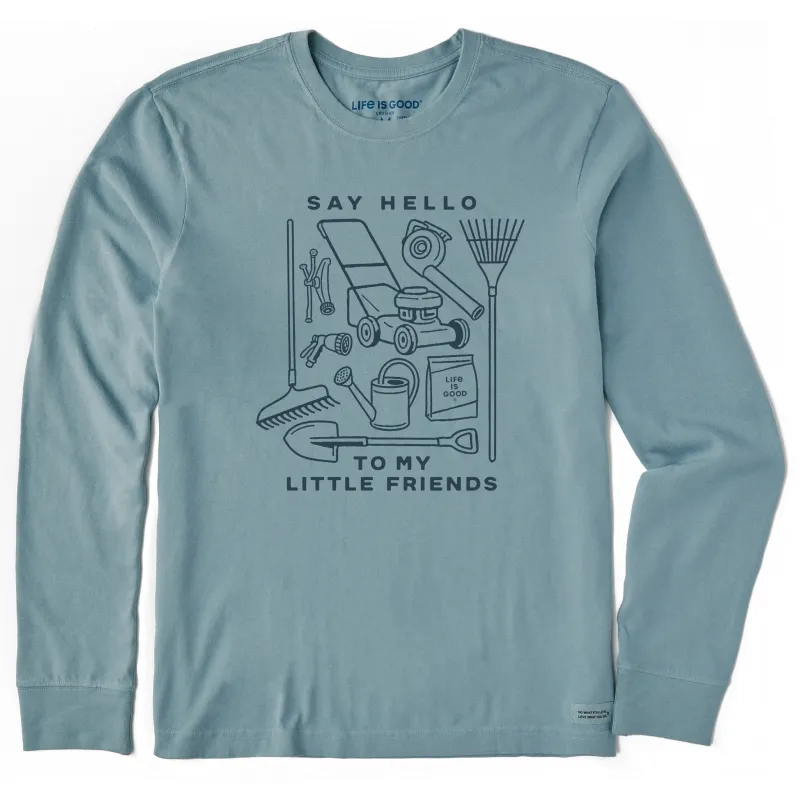 Men's Say Hello to my Little Yardwork Friends Long Sleeve Crusher Tee sold by Life is Good