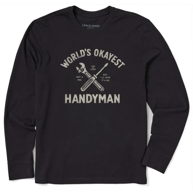 Men's Word's Okayest Handyman Long Sleeve Crusher Tee sold by Life is Good