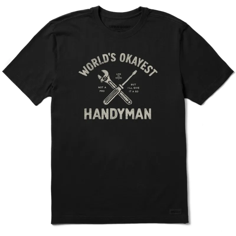 Men's Word's Okayest Handyman Short Sleeve Crusher Tee sold by Life is Good