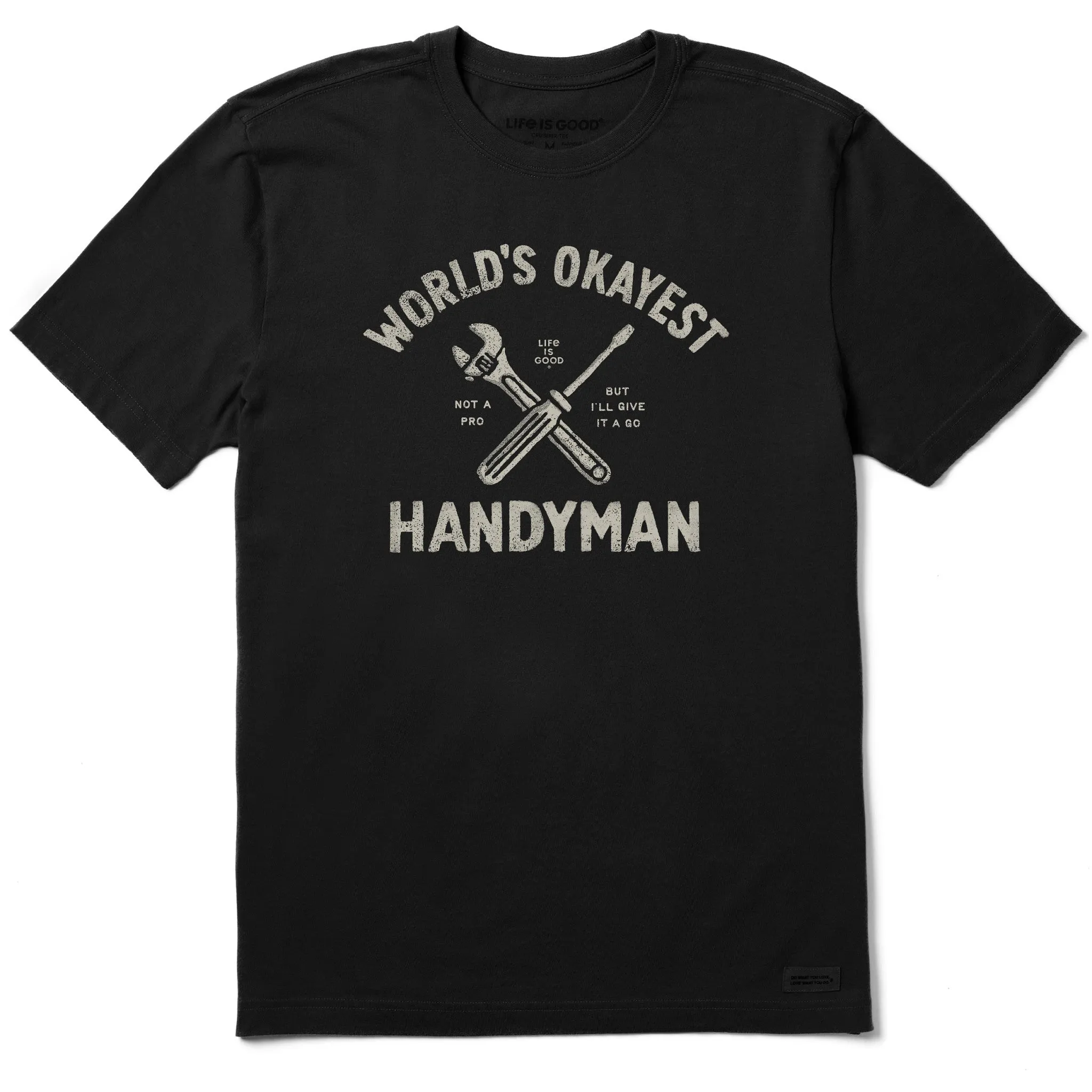 Men's Word's Okayest Handyman Short Sleeve Crusher Tee sold by Life is Good