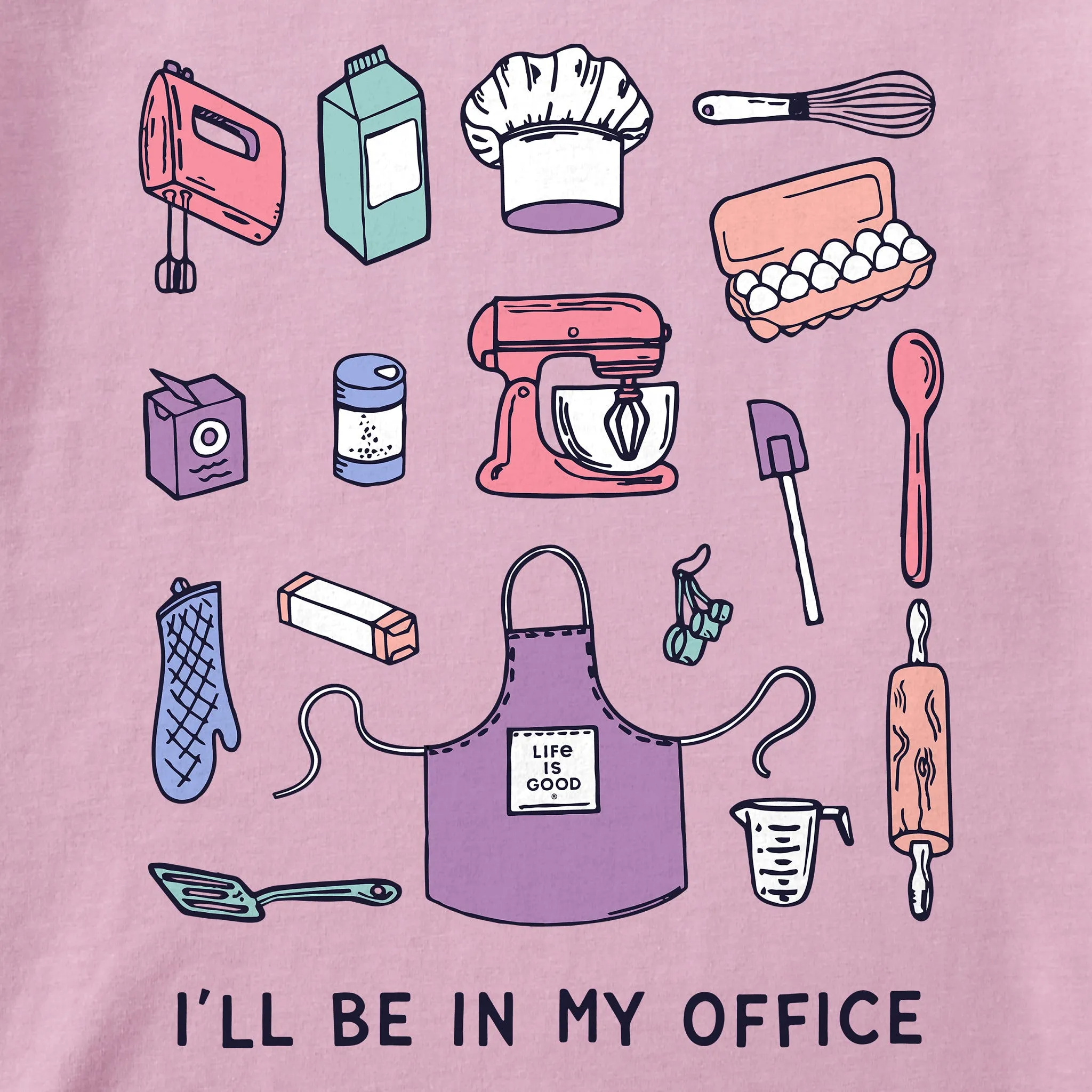 Women's I'll Be in My Office Baking Long Sleeve Crusher Tee sold by Life is Good product image thumbnail 2