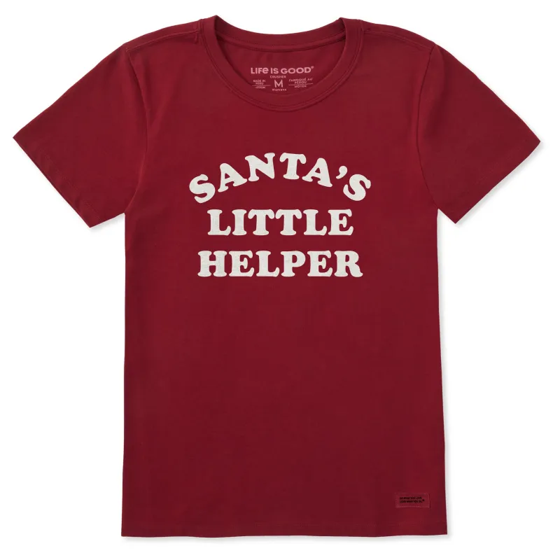 Women's Santa's Little Helper Arch Short Sleeve Crusher Tee sold by Life is Good
