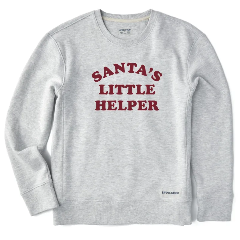 Women's Santa's Little Helper Arch Simply True Fleece Crew sold by Life is Good