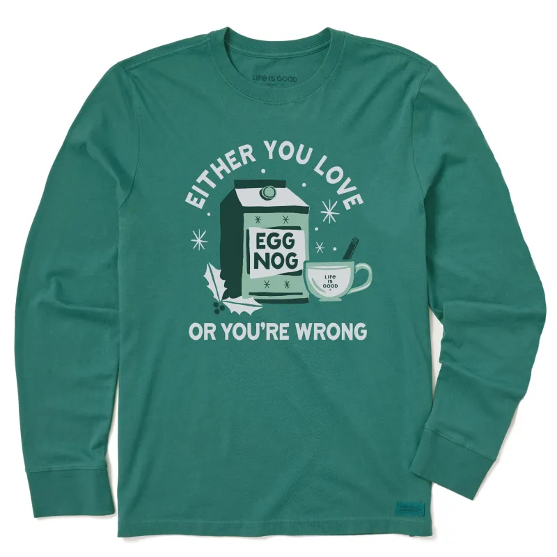 Men's Either You Love Eggnog Long Sleeve Crusher Tee sold by Life is Good