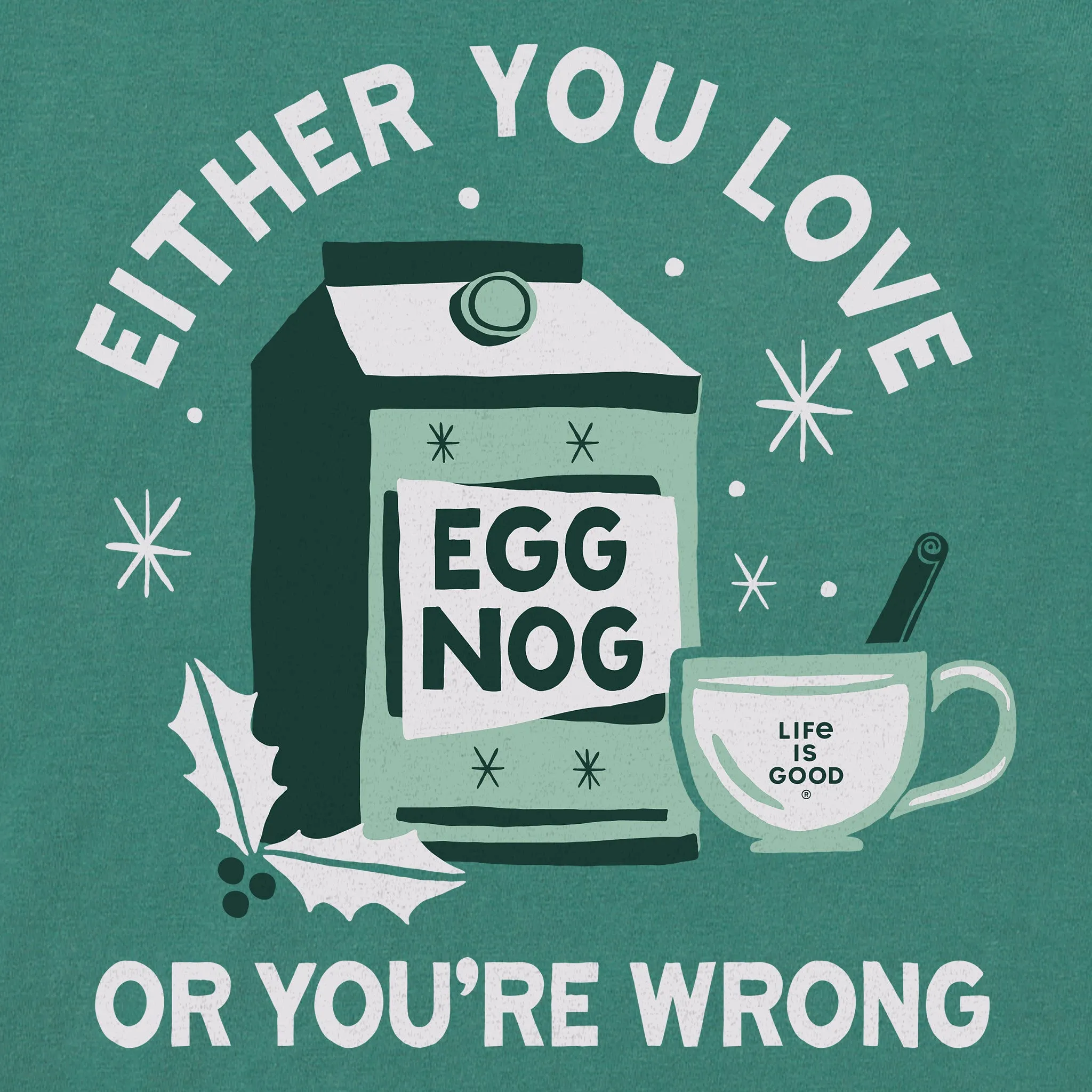 Men's Either You Love Eggnog Long Sleeve Crusher Tee sold by Life is Good product image thumbnail 2
