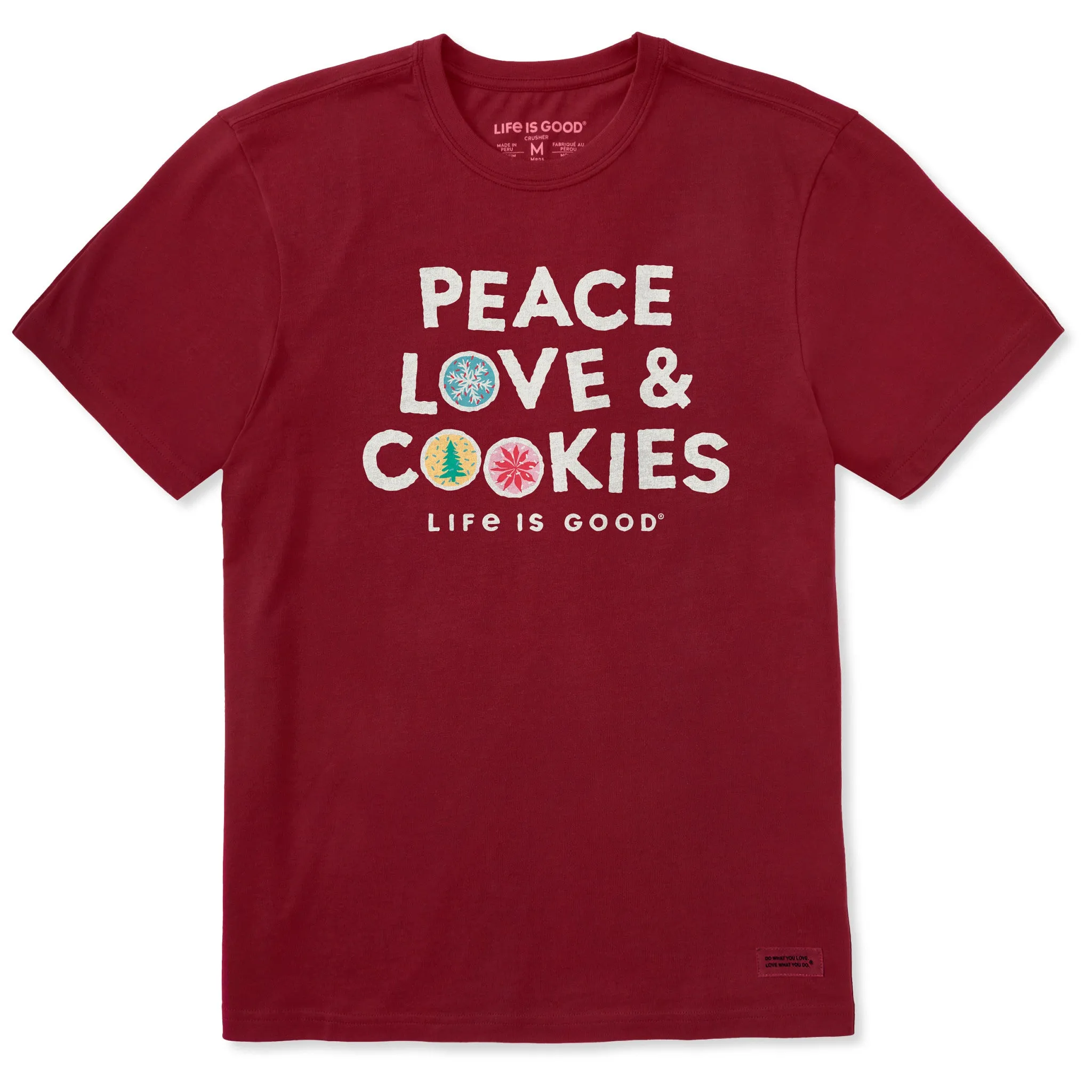 Men's Peace Love & Cookies Short Sleeve Crusher Tee sold by Life is Good