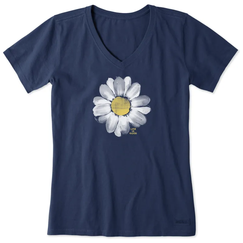 Women's Painted Daisy Petals Short Sleeve Crusher Vee sold by Life is Good