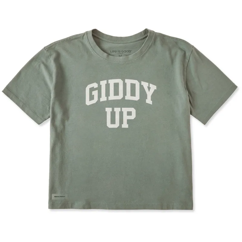 Women's Giddy Up Arch Short Sleeve Crusher Boxy Tee sold by Life is Good
