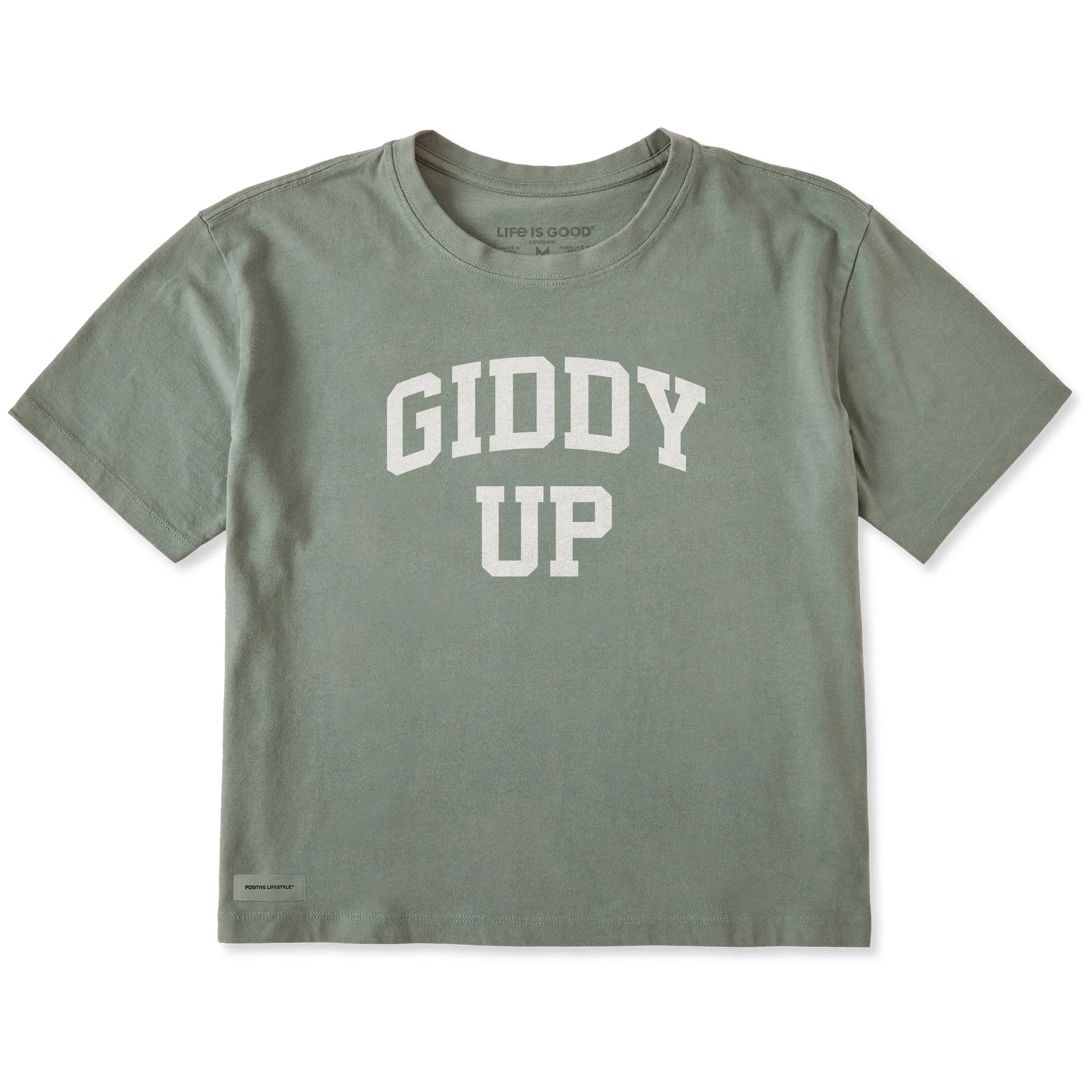 Women's Giddy Up Arch Short Sleeve Crusher Boxy Tee sold by Life is Good