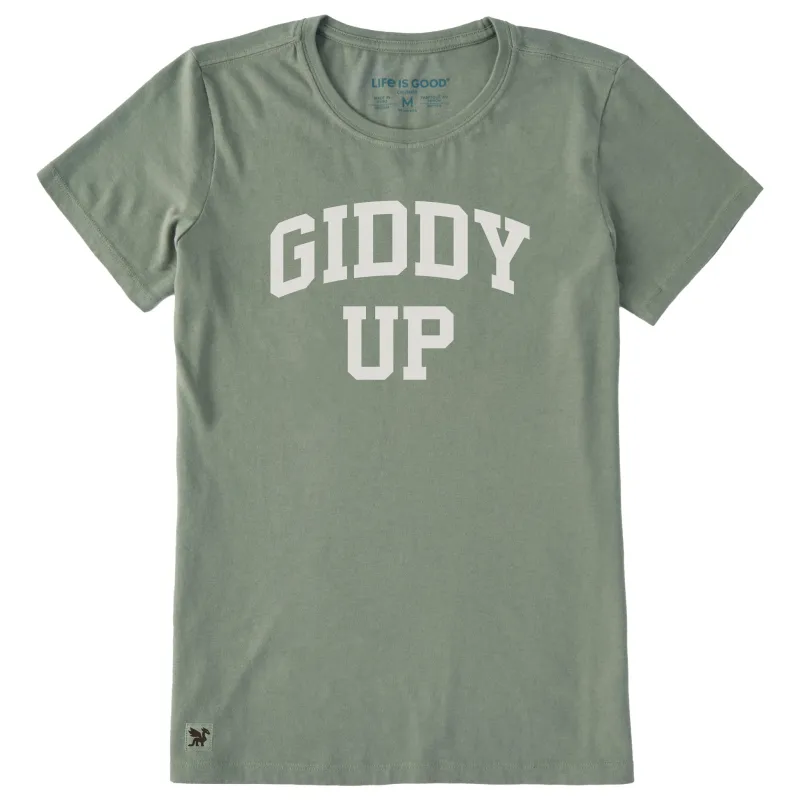 Women's Giddy Up Arch Short Sleeve Crusher Tee sold by Life is Good