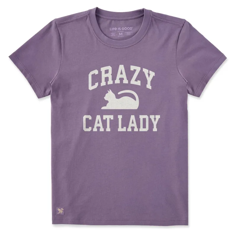 Women's Crazy Cat Lady Arch Short Sleeve Crusher Tee sold by Life is Good
