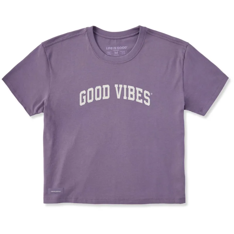Women's Good Vibes Arch Short Sleeve Crusher Boxy Tee sold by Life is Good