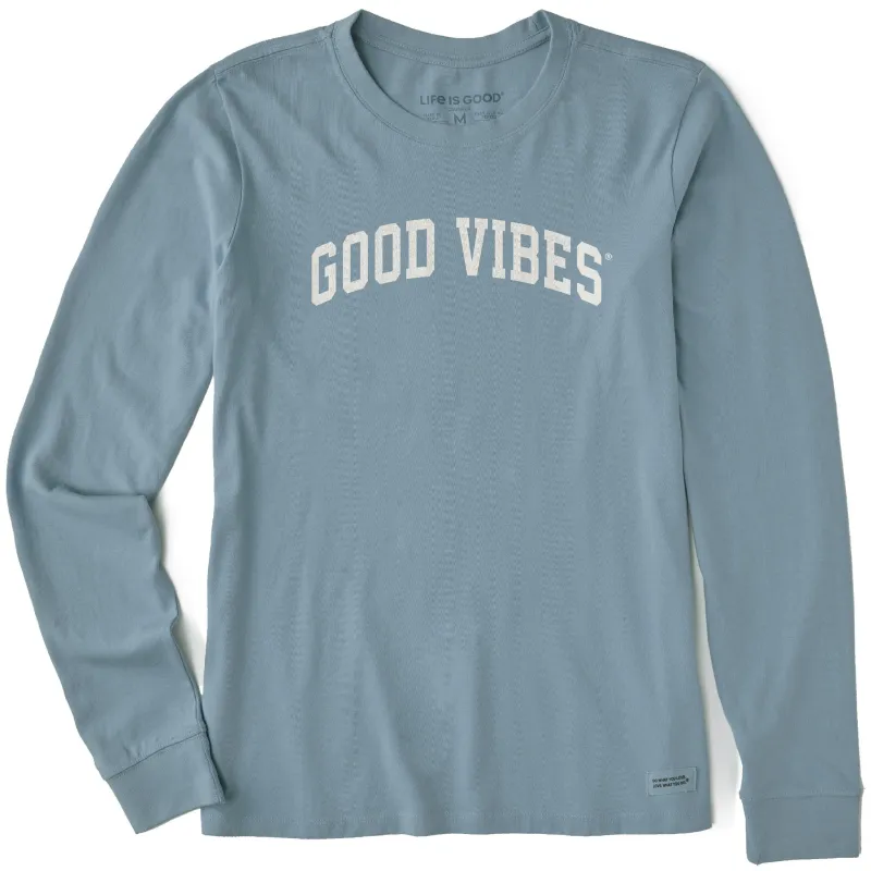 Women's Good Vibes Arch Long Sleeve Crusher Tee sold by Life is Good