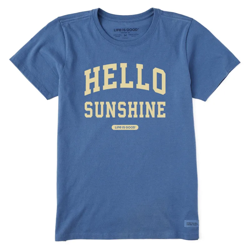 Women's Hello Sunshine Arch Short Sleeve Crusher Tee sold by Life is Good