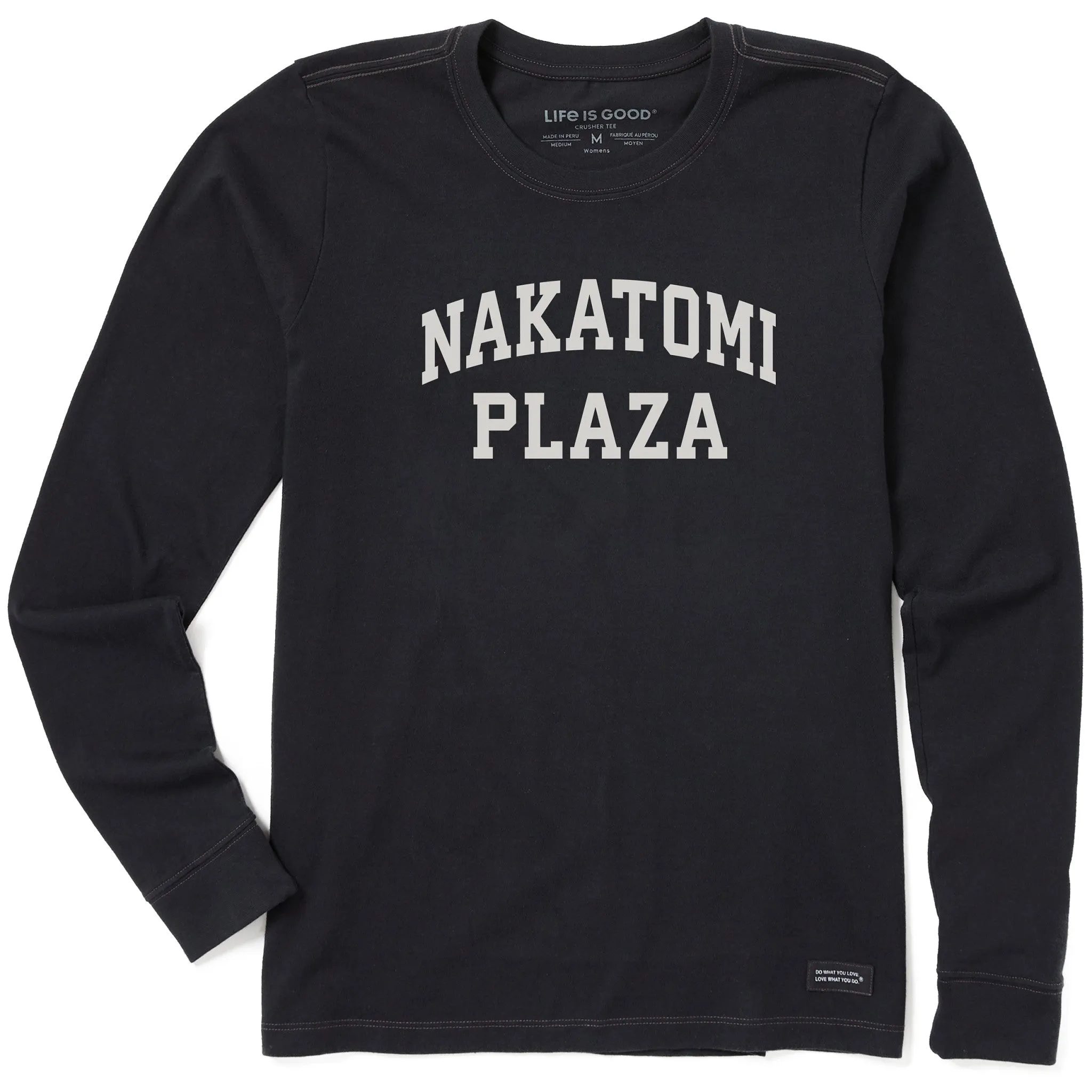 Women's Nakatomi Plaza Arch Long Sleeve Crusher Tee sold by Life is Good
