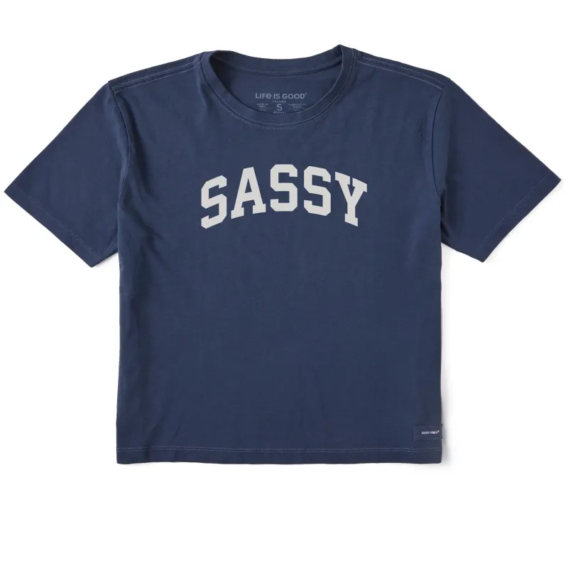 Women's Sassy Arch Short Sleeve Crusher Boxy Tee sold by Life is Good