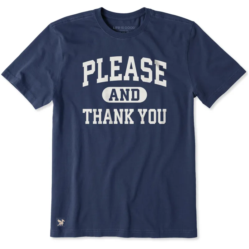 Men's Please and Thank You Arch Short Sleeve Crusher Tee sold by Life is Good