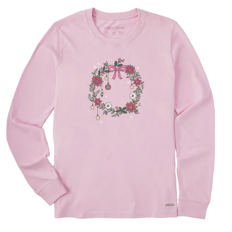 Women's Doodle Christmas Wreath Long Sleeve Crusher Tee sold by Life is Good