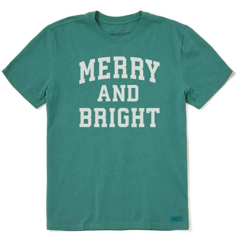 Men's Merry and Bright Arched Short Sleeve Crusher Tee sold by Life is Good
