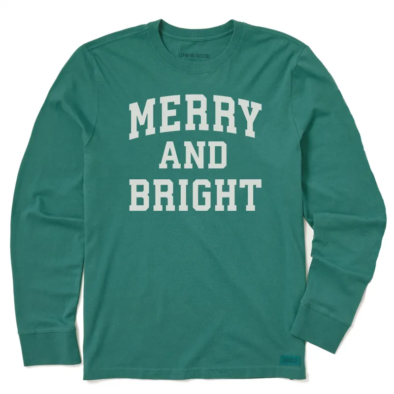 Men's Merry and Bright Arched Long Sleeve Crusher Tee sold by Life is Good
