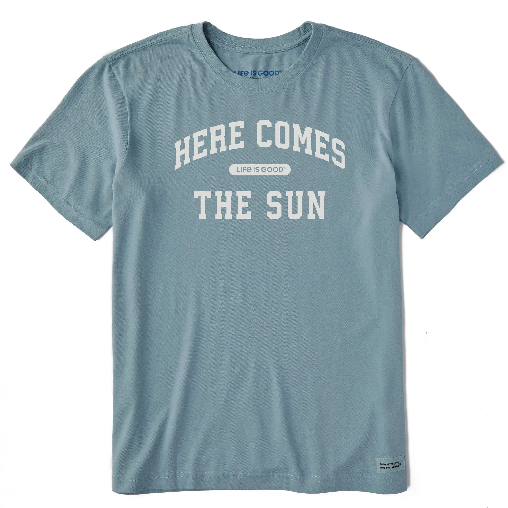Men's Here Comes Sun Arch Short Sleeve Crusher Tee sold by Life is Good