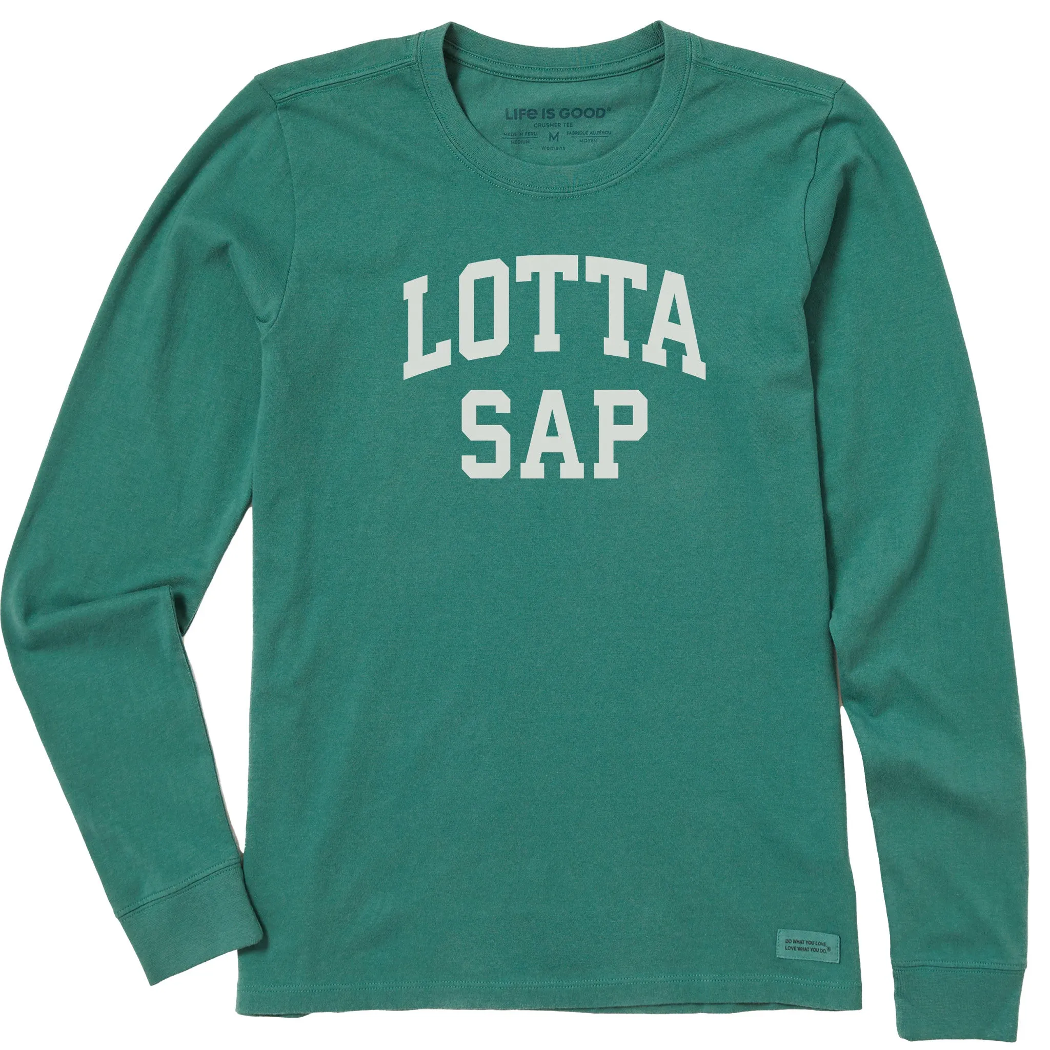 Women's Lotta Sap Arch Long Sleeve Crusher Tee sold by Life is Good