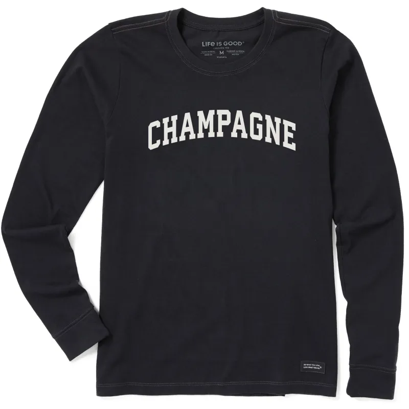 Women's Champagne Arch Long Sleeve Crusher Tee sold by Life is Good
