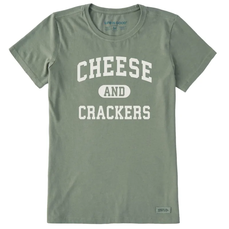 Women's Cheese and Crackers Arch Short Sleeve Crusher Tee sold by Life is Good