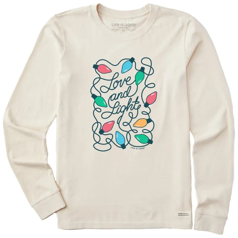 Women's Love and Christmas Lights Long Sleeve Crusher Tee sold by Life is Good