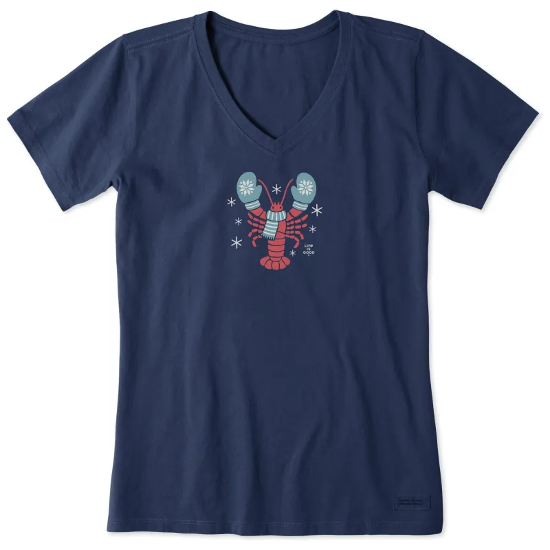 Women's Holiday Lobster Short Sleeve Crusher Vee made by Life is Good