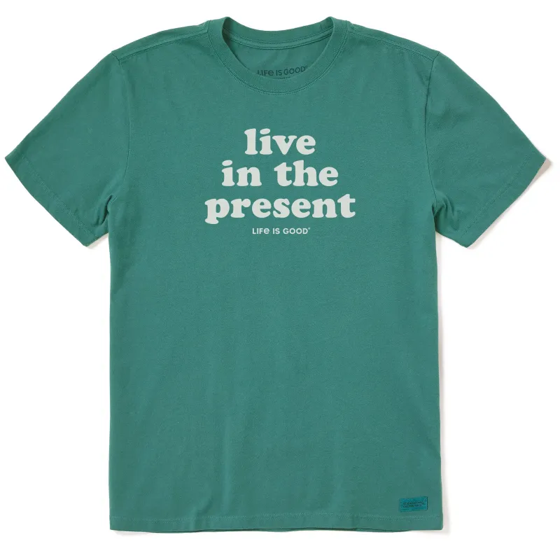 Men's Simply Live in the Present Short Sleeve Crusher Tee sold by Life is Good