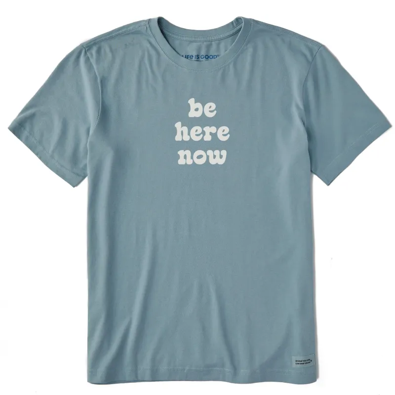 Men's Simply Be Here Now Short Sleeve Crusher Tee sold by Life is Good