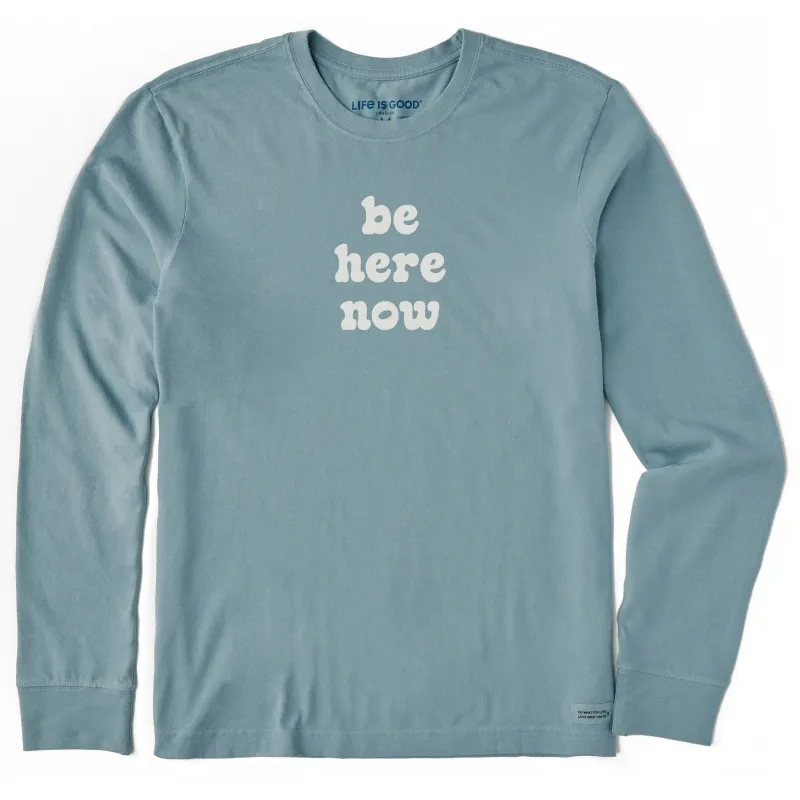 Men's Simply Be Here Now Long Sleeve Crusher Tee sold by Life is Good