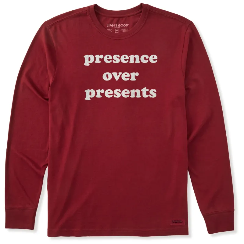 Men's presence over presents Long Sleeve Crusher Tee sold by Life is Good