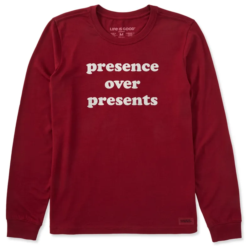 Women's presence over presents Long Sleeve Crusher Tee sold by Life is Good