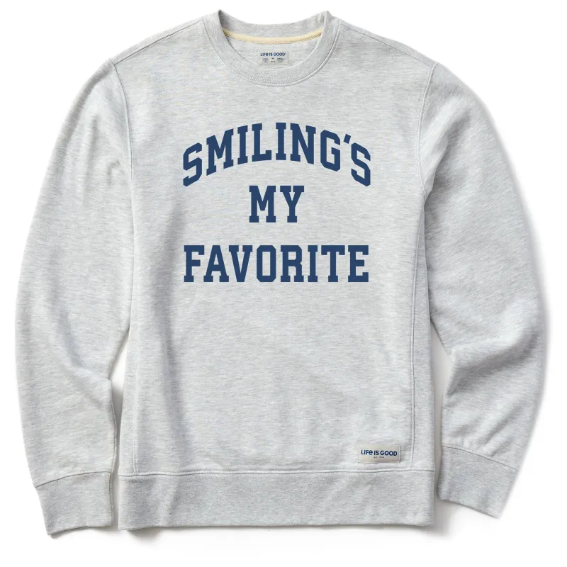 Men's Smiling's My Favorite Arch Simply True Fleece Crew sold by Life is Good