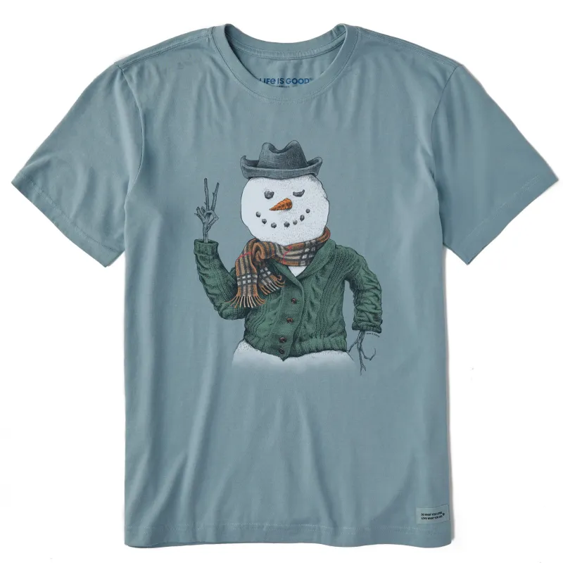 Men's Sweater Snowman Short Sleeve Crusher Tee sold by Life is Good