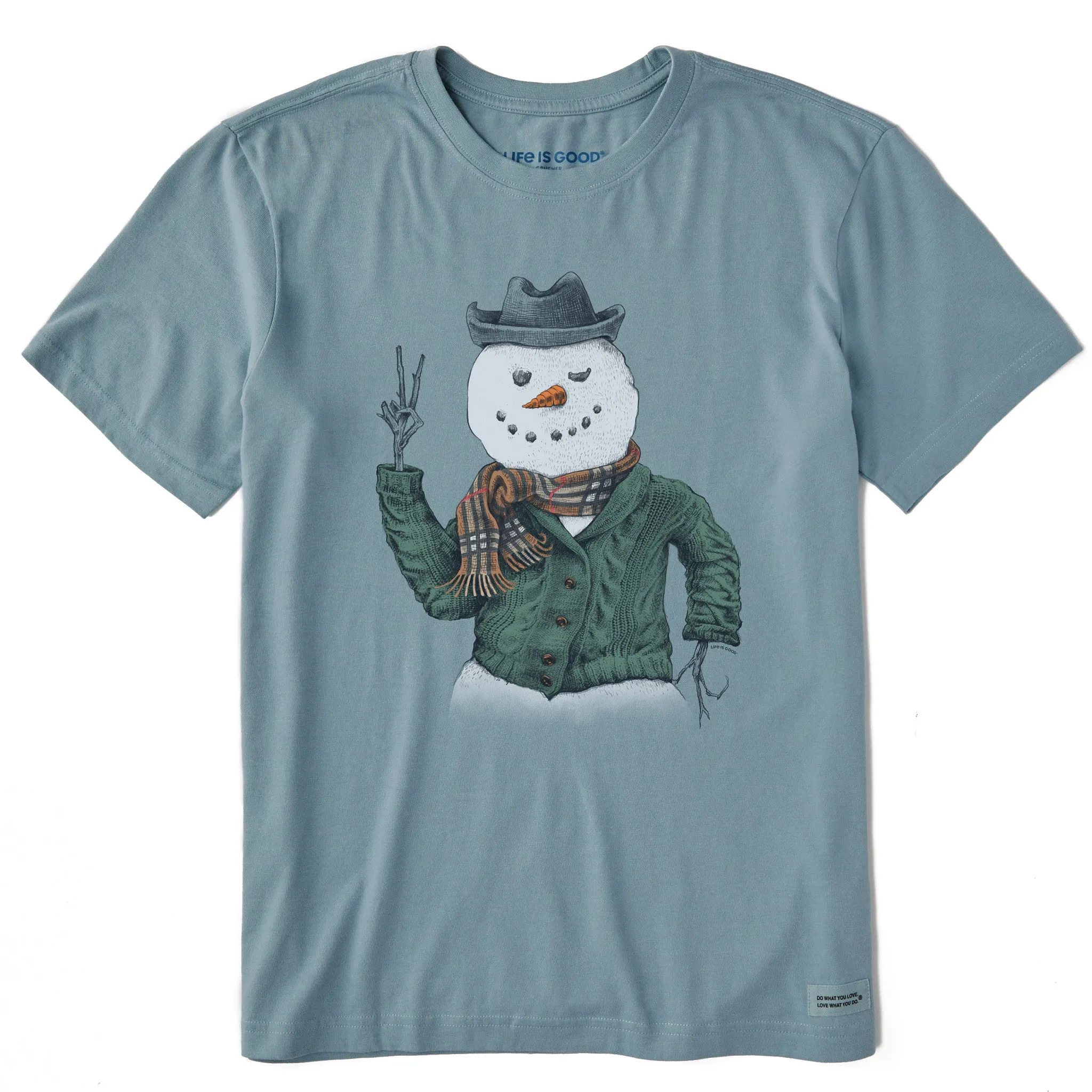Men's Sweater Snowman Short Sleeve Crusher Tee sold by Life is Good