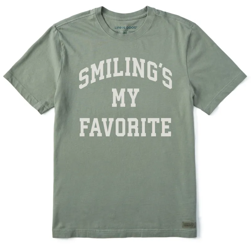 Men's Smiling's My Favorite Arch Short Sleeve Crusher Tee sold by Life is Good